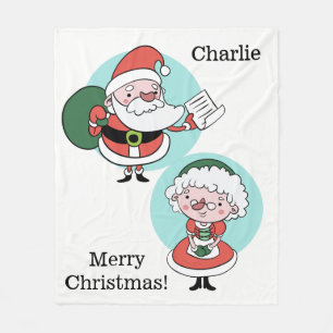 Santa & Mrs. Claus custom text fleece blankets