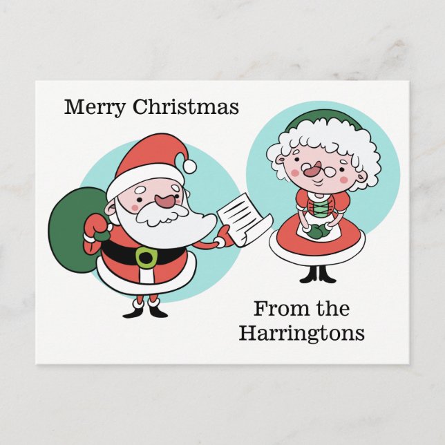 Santa & Mrs. Claus custom text postcard (Front)