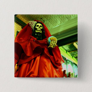 Santa Muerte 2 Inch Square Button