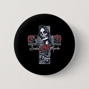 Santa Muerte Cross  2 Inch Round Button