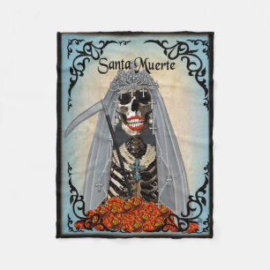 Santa Muerte Fleece Blanket, Small Blanket