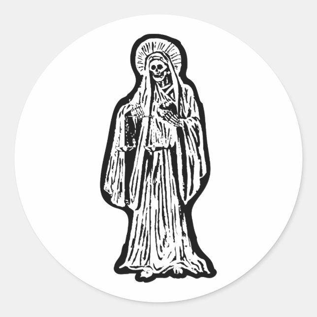 Santa Muerte Statue Classic Round Sticker (Front)