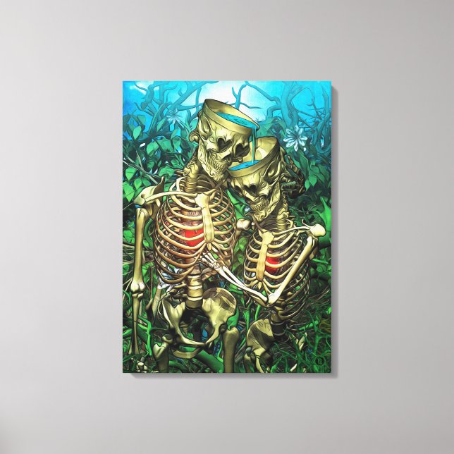 Santa Muerte Tarot - Two of Cups Canvas Print (Front)