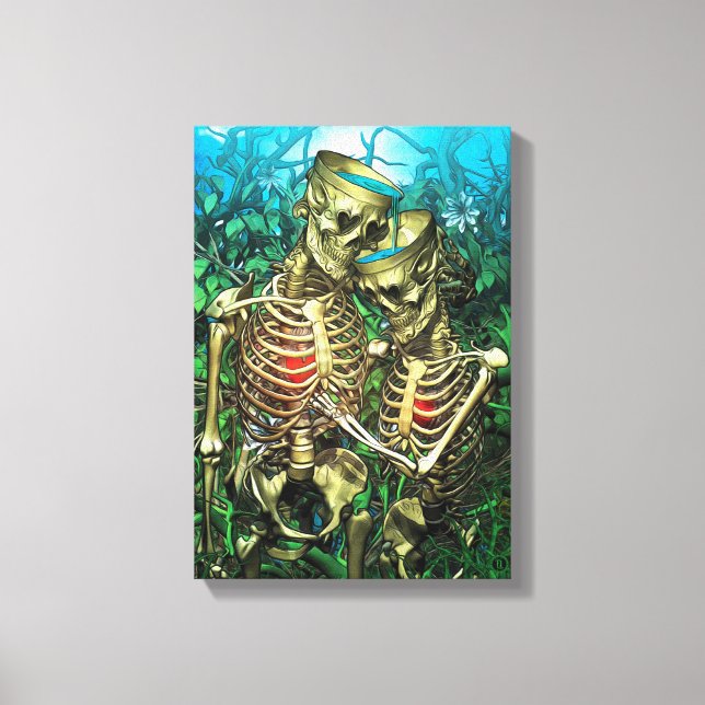 Santa Muerte Tarot - Two of Cups Canvas Print (Front)