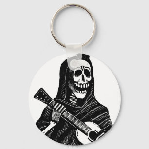 Santa Muerte with Guitar circa early 1900s Keychain