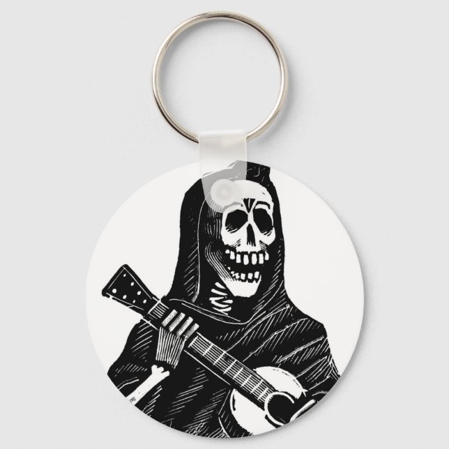 Santa Muerte with Guitar circa early 1900s Keychain (Front)