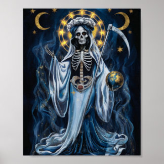 Santa Muerte With Moon Poster