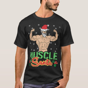 Santa Muscle Christmas X-Mas Gym Fitness Workout T-Shirt