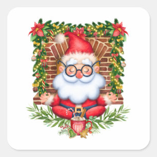 Santa Namaste Yoga Pose Christmas Square Sticker
