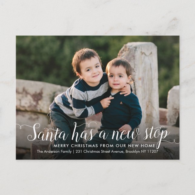 Santa New Home Stop Christmas Photo Holiday Moving (Front)