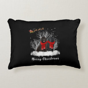 Santa Newfoundland Couple Merry Christmas Dog Gift Accent Pillow