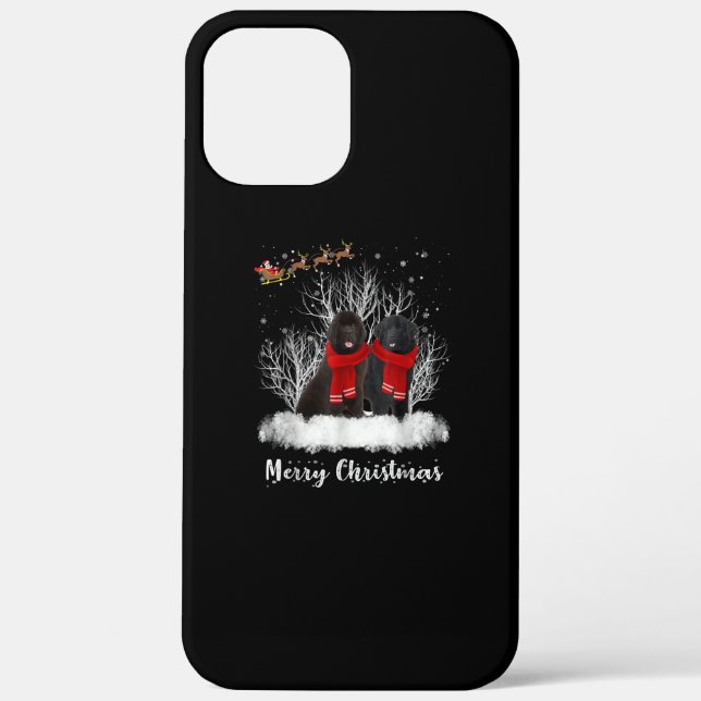 Santa Newfoundland Couple Merry Christmas Dog Gift Case-Mate iPhone Case (Back)