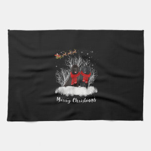 Santa Newfoundland Couple Merry Christmas Dog Gift Kitchen Towel