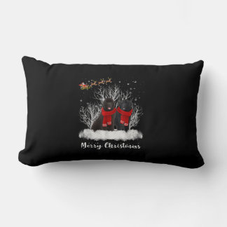 Santa Newfoundland Couple Merry Christmas Dog Gift Lumbar Pillow