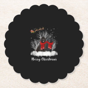 Santa Newfoundland Couple Merry Christmas Dog Gift Paper Coaster