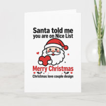 Santa Nice List Christmas Card Cute Kids Gift