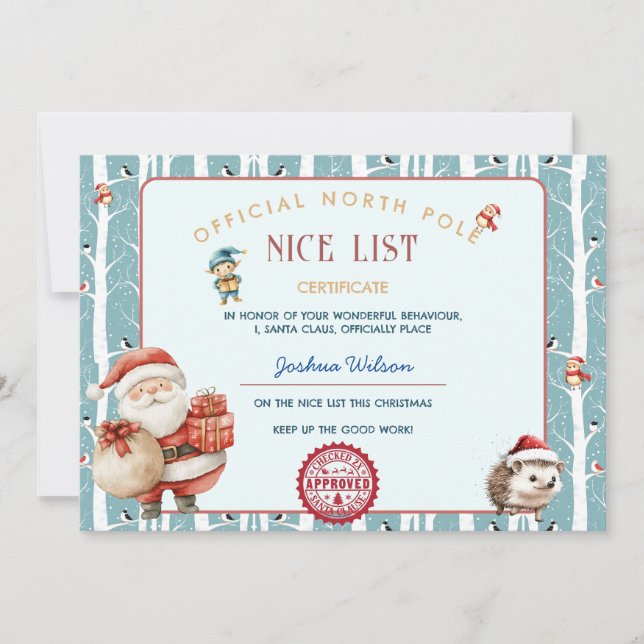 Santa Nice List Winter Woodland Christmas Invitation (Front)