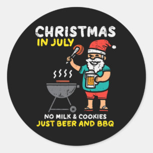 Santa No Milk Cookies Just Bbq Funny Christmas In Classic Round Sticker