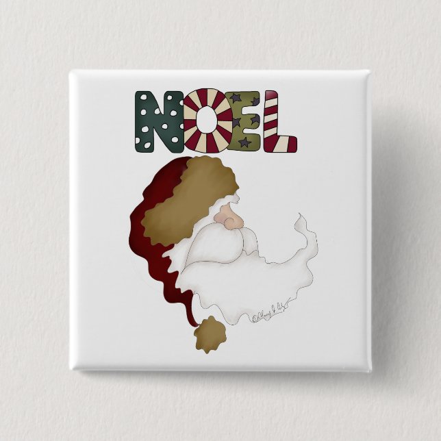Santa Noel Holiday T-shirts and Gifts 2 Inch Square Button (Front)