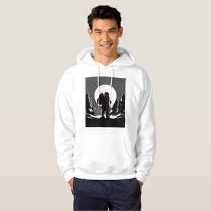 Santa Noir – Black & White Santa with Red Glow Hoodie