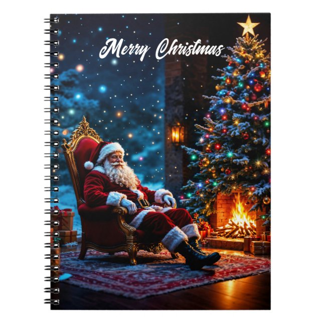 Santa North Pole Christmas lights fantasy Notebook (Front)