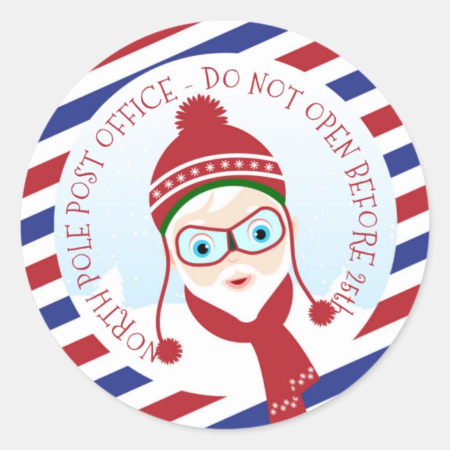 Santa North Pole Post Office Round Sticker (Front)