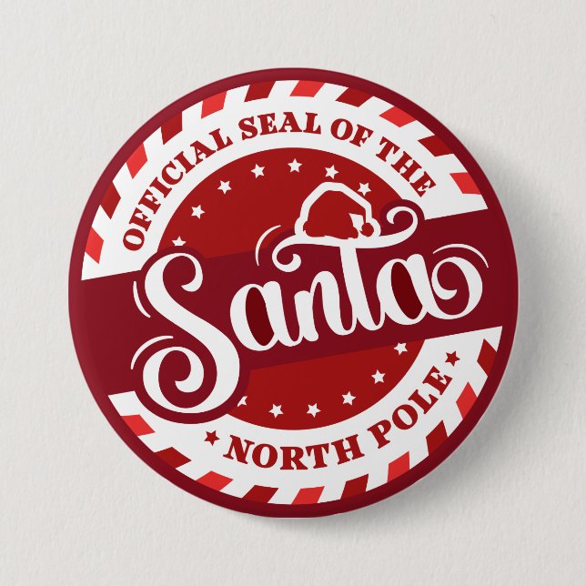 Santa North Pole  Seal 3 Inch Round Button (Front)