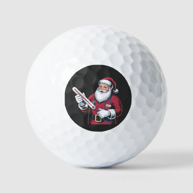 Santa Nurse Xmas Nursing Healthcare Worker   Golf Balls (Front)