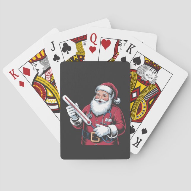 Santa Nurse Xmas Nursing Healthcare Worker   Playing Cards (Back)