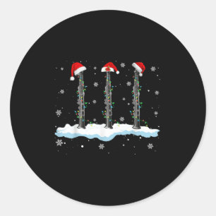 Santa Oboe Christmas Lights Funny Oboe Lover  Classic Round Sticker
