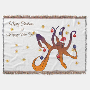 Santa Octopus Throw Blanket