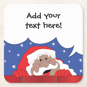 Santa of Colour Says Square Paper Coaster