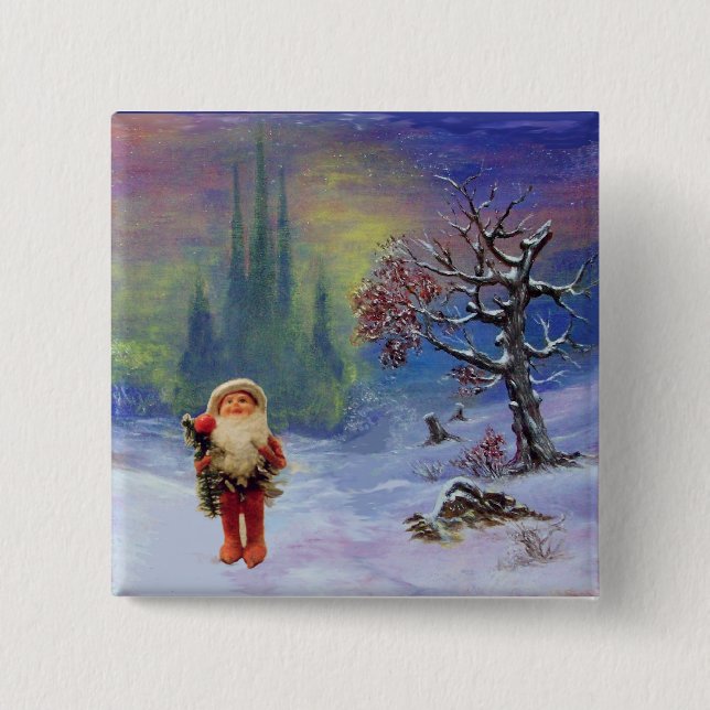 SANTA OF THE GNOMES 2 INCH SQUARE BUTTON (Front)