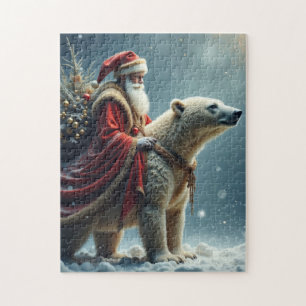 Santa of the North Pole on a Polar Bear Jigsaw Puzzle