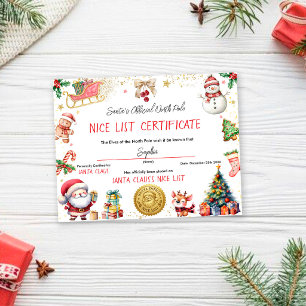 Santa Official Nice List Certificate
