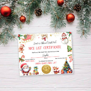 Santa Official Nice List Certificate Invitation