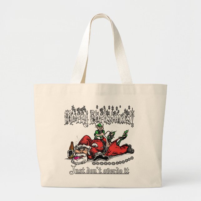 Santa on a Bender Large Tote Bag (Front)