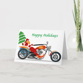 Santa on a Motorcycle Christmas Card