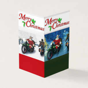 Santa on a Motorcycle Christmas Card
