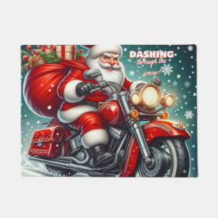 Santa on a motorcycle doormat
