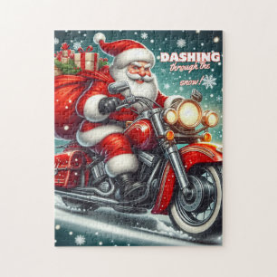 Santa on a motorcycle jigsaw puzzle