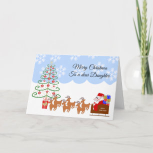 Santa On A Sleigh Design Daughter Christmas Holiday Card