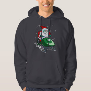 Santa on a Snowmobile Christmas Hoodie