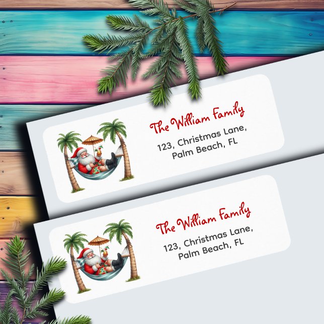 Santa on a Tropical Island Return Address (Creator Uploaded)