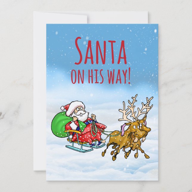 Santa On His Way! Christmas Greeting Card (Front)