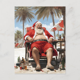 Santa on holiday postcard
