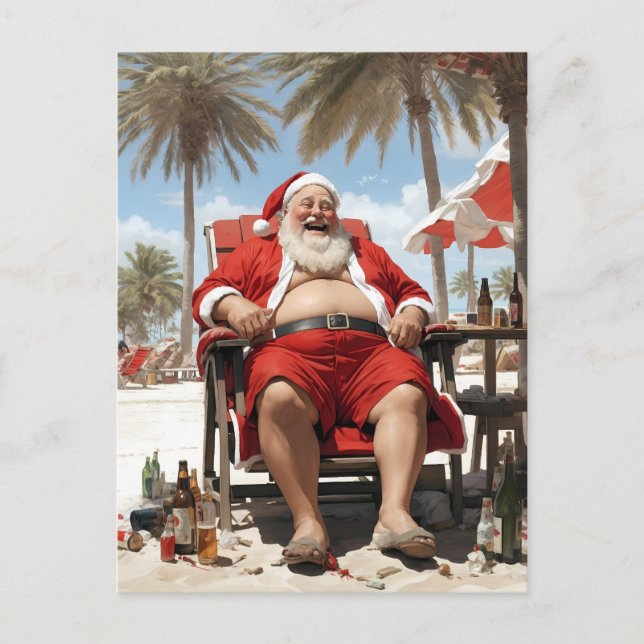 Santa on holiday postcard (Front)