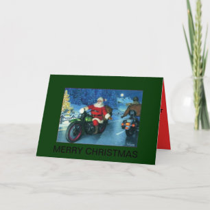 santa on motorcycle christmas card