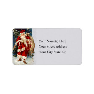 Santa on old Country Lane Vintage Address Label