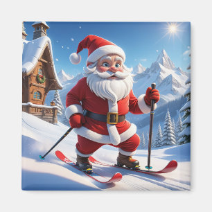 Santa on Skies Magnet